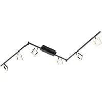 casa NOVA LED Deckenstrahler REAL, 6-flammig, Schwarz, Weiß, Aluminium, Acryl, Dimmfunktion, LED fest integriert, Extra-Warmweiß, B 178 x H 8 x T 21 cm, mit verstellbaren Lampenschirmen