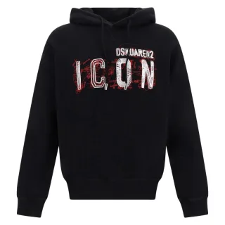 Dsquared2 Icon Scribble Logo Cool Fit Schwarzer Hoodie