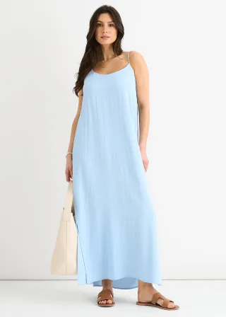 Blaues Strappy Cross Back Airflow Kleid in Übergröße