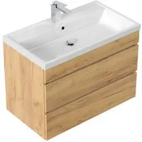 Magnolia Home Waschtisch Badmöbel Via 80 SoftClose eiche gold mit grifflosen Schubladen