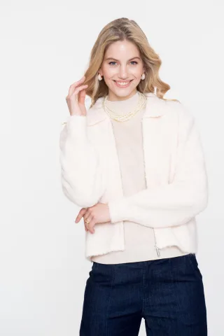 Geisha Fashion Women - Cardigan with collar off-white - Gr. - XXL