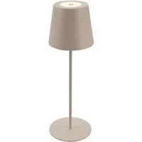TRANGO LED Tischleuchte, Beige LED Tischlampe 2017-03C kabellos & Touch stufenlos dimmbar 3 Watt 2700K warmweiß IP44 Spritzwassergeschützt Tischleuchte Akku Aufladbar, für Schlafzimmer Garten Restaurant Bar Terrasse Camping