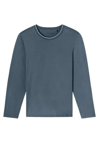 SCHIESSER - Langarmshirt Rundhals jeansblau - Gr. - 52