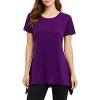 Vishes Zipfelshirt Kurzarm Zipfeltop Damen Asymmetrisch Unifarben Jersey Baumwolle Alternative Mode, Boho, Hippie, Ethno, Festival
