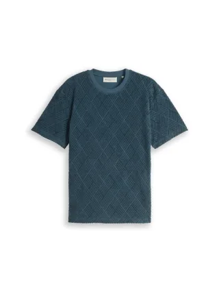 Denim Tom Tailor - Relaxed Fit T-Shirt mit Struktur tide petrol - Gr. - S