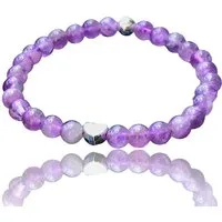 Steinfixx® Perlenarmband Elegantes Perlenarmband Amethyst mit 925 Silberperle (entzückendes, versilbertes Edelstahlherzchen, 1-tlg., AAA-Qualität), incl. Geschenkbox und Edelsteinkarte