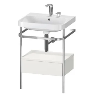 Duravit Happy D.2 Plus c-shaped Set mit Metallkonsole und Schubkasten Nordic Weiß Seidenmatt 575x490 HP4840E3939