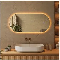 Vicco Badspiegel, Weiß, 110 x 50 cm mit LED Beleuchtung (1-St)