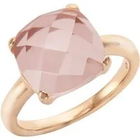 Jamelli Fingerring Silber 925 rosé-vergoldet mit echtem Rosenquarz 12mm