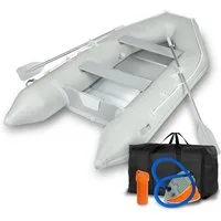 EBERTH Schlauchboot für 4 +1 Personen aus robustem PVC mit 2x Sitzbank, 2X Paddel, Aluboden, Reparaturset, Pumpe, Tragetasche
