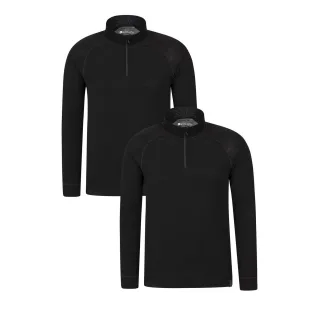 Mountain Warehouse Herren Merinowolle Base Layer Top (2er Pack) (Schwarz)