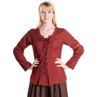 Metamorph Kostüm Mittelalter Schnürbluse mit Spitzenborte rotbraun, Hochwertige und authentische Mittelalterkleidung zu unschlagbar günst
