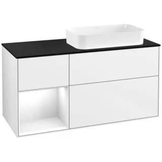 Villeroy und Boch Finion Waschtischunterschrank G682GFGF 120x60,3x50,1cm, Regal links Glossy white lacquer, Glossy white lacquer