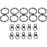Liedeco Gardinenring, Gardinen, (Set, 10-St., mit Faltenlegehaken), für Gardinenstangen Ø 20 mm
