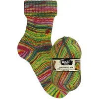 Opal Hundertwasser Sockenwolle 4-fädig, 100g Häkelwolle, 425 m (Strumpfwolle, Sockengarn, 4fach, Wolle zum Socken stricken oder häkeln, 4fädig), 75% Wolle (mulesingfrei), 25% Polyamid