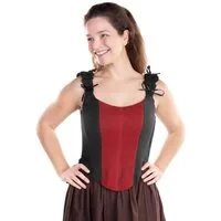 Metamorph Hexen-Kostüm Einfache Corsage mit Stäbchen schwarz-rot, Hochwertige und authentische Mittelalterkleidung zu unschlagbar günst