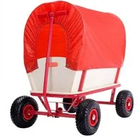 monzana Bollerwagen, Holz bis 180 kg mit Dach Luftreifen Handwagen Transportwagen Allround