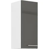 Küchen-Preisbombe Hängeschrank 30 cm Küche Lara Grau Hochglanz + Weiss matt Küchenzeile Küchenblock