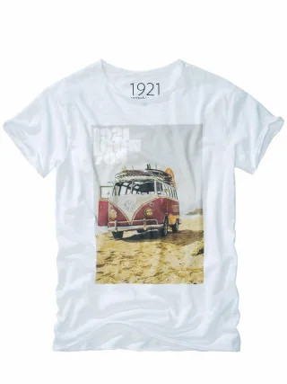 1921 T-Shirts Herren T-Shirt California Weiß 100 % Baumwolle