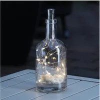 MARELIDA LED-Lichterkette LED Draht für Flaschen Korken Flaschenlicht Weinflaschen 70cm silber, 15-flammig