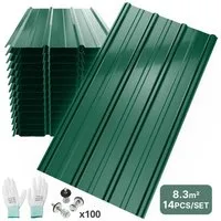 Mondeer Wellplatte Dachplatten(14-tlg), 0,25 mm, (14-St., inkl. 100 Schrauben), Trapezblech-Set, 8,3 m² Abdeckfläche, 105*57cm, Dunkelgrau
