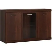 Lomadox Sideboard IMPERIA-129, Kommode Anrichte Vitrine 140 cm Nussbaum Wohnzimmer braun retro