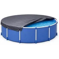 toolmate® Poolüberdachung Poolplane rund 200 g/m² – Schwarze Solar Poolabdeckung UV-resistent