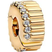 Pandora Bead Clip-Charm Goldfarben Gerippt