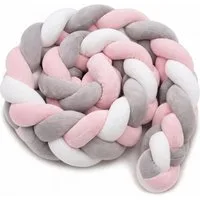 relaxdays Kuschelnest Geflochtene Bettschlange 220cm, Grau-Rosa