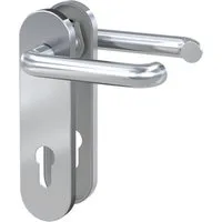 BASI Drückergarnitur Kurzschild-Garnitur 72/8 mm, Edelstahl Türbeschlag (Packung), PZ Profilzylinder-Lochung, Drücker in U-Form, für Türstärken 38-45 mm