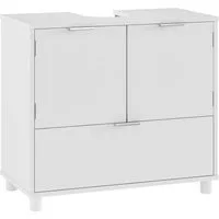 MSMASK Waschbeckenunterschrank Badezimmerschrank mit 2 Türen, 1 Schublade, 30 x 60 x 60 cm, Weiß (1-St)