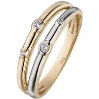 JOBO Fingerring, 333 Gold bicolor mit 4 Zirkonia