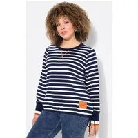 Ulla Popken Sweatshirt Sweatshirt Ringel Tunnelzug Rundhals Langarm