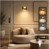 Sunicol Stehlampe Wohnzimmer Stehlampe dimmbar mit Fernbedienung & Glühbirne, Timer, Verstellbarem Metallschirm und Marmorsockel für Schlafzimmer