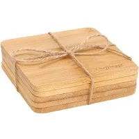 Cheffinger Getränkeuntersetzer Untersetzer aus Bambus 5-tlg für Tassen, Gläser & Becher, 5-tlg., 10 x 10 x 0,5 cm