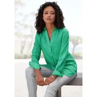 LASCANA Hemdbluse aus Leinenmix, Damenbluse mit Hemdkragen und Knopfleiste