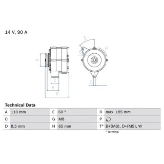 Bosch Lichtmaschine 90A Audi 100 80 90 VW Golf Jetta Lt Passat Transporter