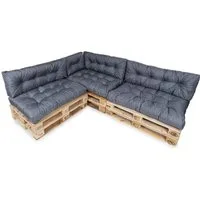 TexDeko Palettenkissen TexDeko Garden 7-TLG Palettenkissen-Set wasserabweisend gesteppt, 3x Palettenkissen (Sitzkissen) + 3x Rückenkissen + 1x Seitenkissen