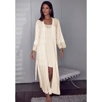 LASCANA Kimono, Langform, Single-Jersey, Gürtel, mit edlen Spitzendetails