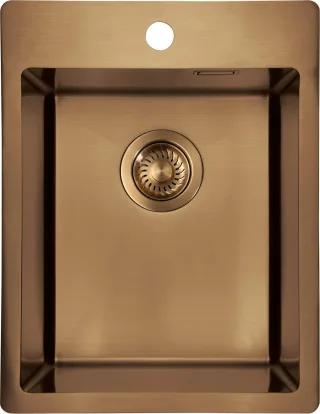 Neuesbad Edelstahlspülen, Gebürstet Braun, 1-Becken, 390x505x200 mit Befestigungs NB1DEZPOC10E1