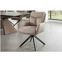 riess-ambiente 4-Fußstuhl PROMETHEUS beige - Samt, Vogue Velours, Metall, Taschenfederkern (Einzelartikel, 1 St), mit 180° Drehfunktion und Autoreturn – ideal für elegante Esszimmer