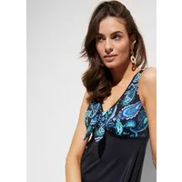 bonprix Tankini-Top, breites Long-Tankinioberteil, unifarben mit Druck-Einsätzen