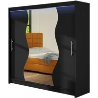 MIRJAN24 Kleiderschrank Begas (mit Spiegel, Kleiderstange) Schiebetürenschrank, Modernes Schlafzimmerschrank