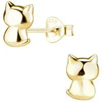 ALEXANDER YORK Paar Ohrstecker KATZE 3d in Gold, 2-tlg., 925 Sterling Silber