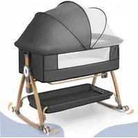 Insma Beistellbett 3 in1 Babybett Baby-Reisebett mit Moskitonetz,Aufbewahrungskorb,Rollen, 6 Fach Höhenverstellung und 3cm Matratze, Maximale Tragfähigkeit 24 kg