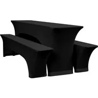 BlingBin Hussen-Set Biertischhussen Set 220x50cm Stretch Tischhusse mit 2 Bierbankhussen, Spandex-Bierzeltgarnitur für Bankett, Gartenmöbel-Bezüge