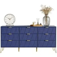 UEV Kommode modern Sideboard schmal Mehrzweckschrank für Kleidung Dokumente (Packung, Schubladenschrank mit Kippsicherung für Wohnzimmer Schlafzimmer Flur), TV Board Schubladenschrank Buffet 150x34x74cm Aufbewahrungsschrank