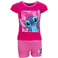 Disney Print-Shirt Disney Stitch Kinder Mädchen Sommerset Shorts plus T-Shirt 100% Baumwolle, Gr. 98 bis 128