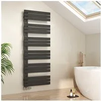 EMKE Paneelheizkörper Schwarz Flach Badheizkörper Design Handtuchtrockner, 159.9x60cm 958W Bad Warmwasser ohne Multiblock Seitenanschluss