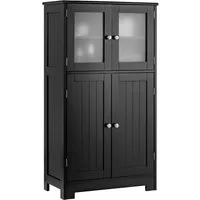 KOMFOTTEU Mehrzweckschrank Küchenschrank Badezimmerschrank mit 4 Ebenen & Glastüren, 60 x 30 x 109cm